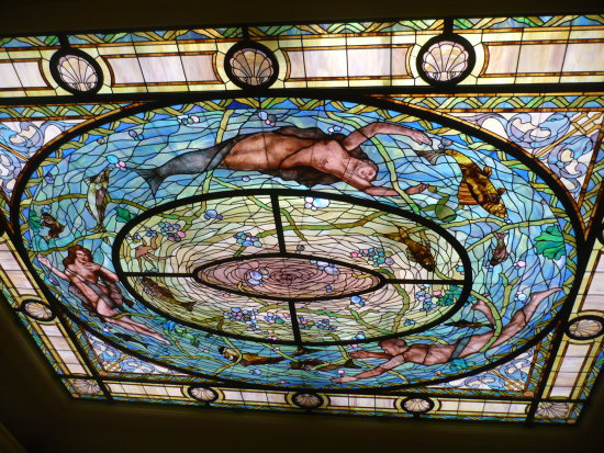 Stained glass ceiling in Men's Bathhall