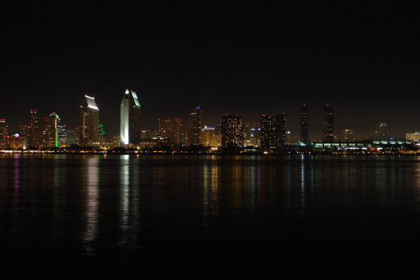 View of downtown at night